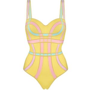 samba queen plunge balconette body | wired padded yellow and pink pastel