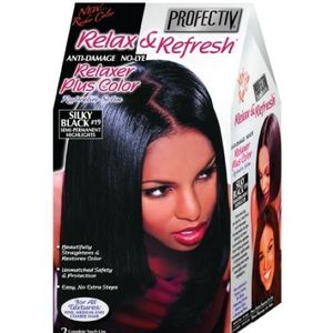 Profectiv Relax & Refresh No-Lye Relaxer Plus Color Restorative System 2 Touch-Ups Or 1 Application Silky Black