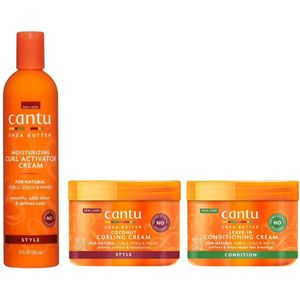Cantu Shea Butter Activator,Curling Cream En Leave-in Conditioner set Van 3