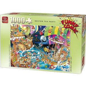 King Funny Comic Puzzel - Boston Tea Party - 1000 Stukjes Legpuzzel (68 x 49 cm)