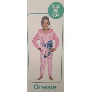 21704 Disney Stitch Kinderonesie Roze Maat 98-104