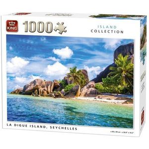 King Puzzel 1000 Stukjes (68 X 49 Cm) - La Digue Island Seychelles - Legpuzzel Tropisch Eiland