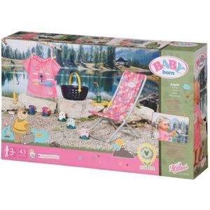BABY born - Weekend Vissen Outfit - Poppenkleding - Roze - Inclusief Accessoires