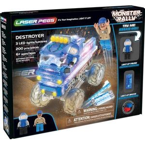 Laser Pegs Monster Truck Destroyer Blauw - Constructiespeelgoed