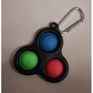 07497C POP-IT Game Sleutelhanger 3 Pops Zwart met Roze/Groen/Blauw
