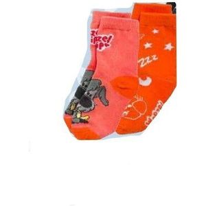 61760 Woezel En Pip Sokken Maat 19-22 Zalm/roze en oranje