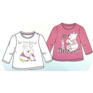 95272 Disney Baby Winnie the Pooh T-Shirt Lange Mouw 2-pack Roze/Wit Mt. 74/80