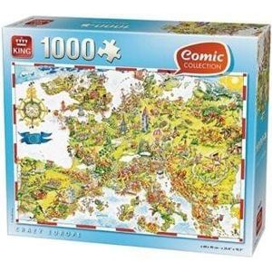 56045 KING Puzzel Comic Crazy Europe 1000 Stukjes