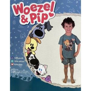 26357 Woezel en Pip Shortama  Blauw  Mt. 116/122