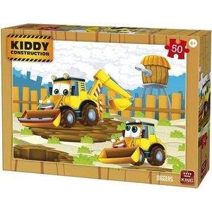King Legpuzzel Kiddy Constructions - Diggers 50 Stukjes