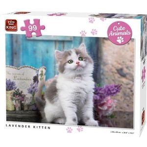 56004 KING Puzzel Cute Animals Lavender Kitten 99 stukjes