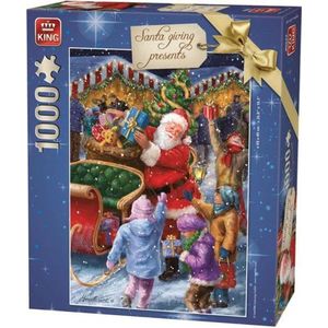 KING SANTA GIVING PRESENTS PUZZEL Kerstpuzzel