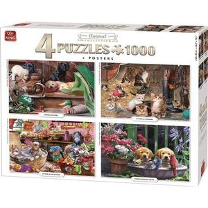 55931 KING Puzzel 4in1 Dieren Collectie 4x 1000 Stukjes