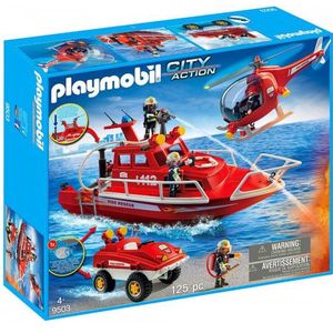 9503 PLAYMOBIL Brandweerboot met helikopter en amfibievoertuig