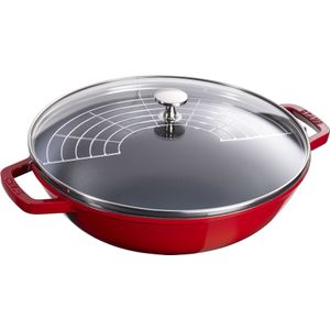 Staub Wok 30 cm - Gietijzeren wok voor perfecte gerechten - Kersenrood