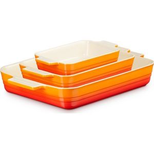 Le Creuset Ovenschalen Set van 3 18/25/32cm 'Oranjerood'