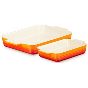 Le Creuset Ovenschalen Set van 2 'Oranjerood'  25 & 32cm