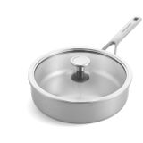 KitchenAid Multi-Ply RVS Hapjespan - ø 24cm 3,1L - met glazen deksel - inductie - PFAS-vrij