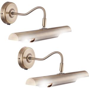 2er Set Bilderleuchte, altmessing, Spot beweglich, 36,5 cm
