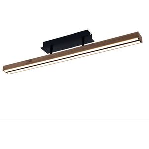 LED Deckenleuchte, dimmbar, Holzoptik, braun schwarz, L 81,5 cm
