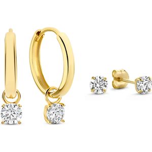 Isabel Bernard Cadeau d'Isabel 14 karaat gouden oorbellen set met zirkonia steentjes voor dames