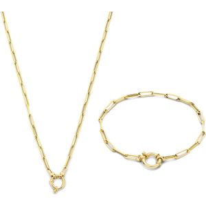 Isabel Bernard Cadeau d'Isabel 14 karaat gouden schakelketting en -armband gift set voor dames