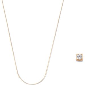 Isabel Bernard Cadeau d'Isabel 14 karaat roségouden bedel met zirkonia en ketting voor dames