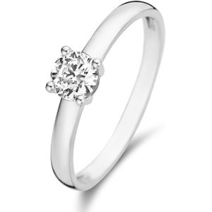 Isabel Bernard Saint Germain Soleil 14 karaat witgouden ring met zirkonia steentje voor dames