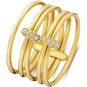 Isabel Bernard Cour d'Honneur Adora 14 karaat gouden 5-delige multi ring met zirkonia stenen voor dames