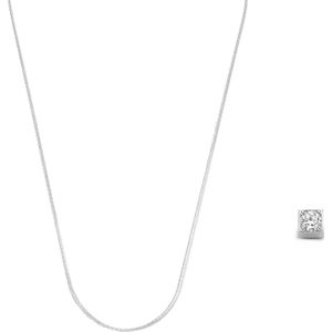 Isabel Bernard Cadeau d'Isabel 14 karaat witgouden bedel met zirkonia en ketting voor dames