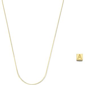 Isabel Bernard Cadeau d'Isabel 14 karaat gouden kubus initiaal charm met letter en gouden ketting gift set voor dames