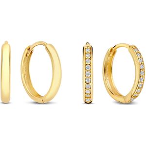 Isabel Bernard Cadeau d'Isabel 14 karaat gouden oorbellen set met zirconia voor dames