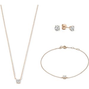 Isabel Bernard Cadeau d'Isabel 14-karaats roségouden ketting-, armband- en oorknopjesset met zirkonia voor dames