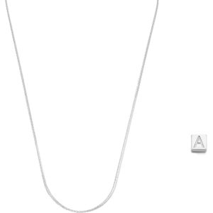 Isabel Bernard Cadeau d'Isabel 14 karaat witgouden kubus initial bedel en ketting voor dames