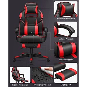 Ergonomische bureaustoel: Zwart/Rood | 150 kg