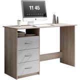 Bureau Adriano 123cm met 3 lades - eik/wit