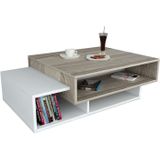 Witte Cordoba Salontafel | Houten Kunst | 18mm Dikte | Extra Opbergruimte