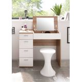 Make-uptafel Loïs 90cm 1 deur & 4 lades - lichte eikdecor/wit