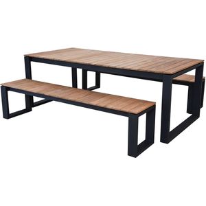 Tuinbank Matisse 195cm - zwart/teak