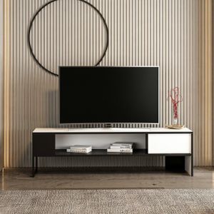 Woody Fashion TV-meubel | 100% Melamine Gecoat | 150x42x35cm | Wit Zwart
