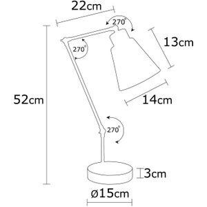 Moderne Rode Tafellamp | IJZEREN BEHUIZING | 52 cm Hoogte | Strak en Geraffineerd