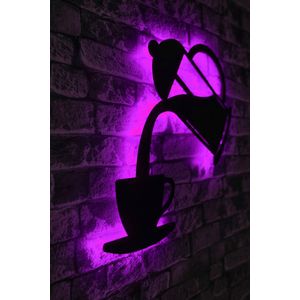 Brandhout LED Verlichting | Roze | Zwart MDF Voetstuk | 60 LEDs/m | 375cm Snoer