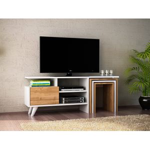 Furny Home TV-meubel | 18mm Gemelamineerd | Wit Notenhout | 120x49x29 cm