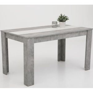 Eettafel Marije 140x80cm- beton/wit/zwart