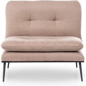 Del Sofa Atelier metalen frame vleugelstoel: Linnen Stof, 4-Level Verstelbare Rugleuning, Mink Kleur