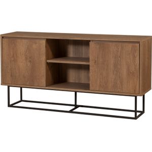 Saffier Console | 18 mm dik | Metalen poten | Notenhout Zwart