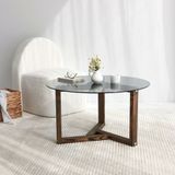 Locelso Salontafel | 100% Gehard Glas, Grenen Massief Houten Frame | Fume