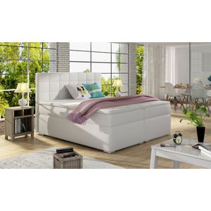 Boxspringbed Cass | 180 x 200 cm | Inclusief matrastopper | Wit