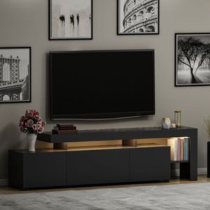 Tv-meubel met led-verlichting Tijn - 37x192x53 cm - MDF/zwart