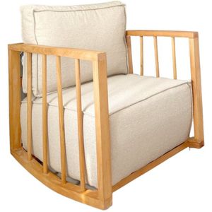 Atelier Del Sofa Vleugelstoel | Houten Frame, Babyface Stof, Witte Kleur".